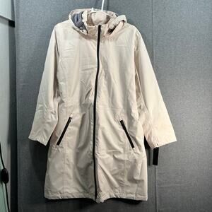 Nuage Waterproof Belted Trench Coat with Detachable Hood Chai Latte Size 2X